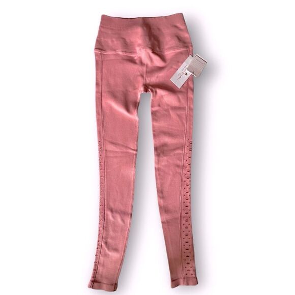 Spiritual Gangster Self Love Ribbed Laser Cut-Outs Leggings in Pink NWT - Picture 3 of 16